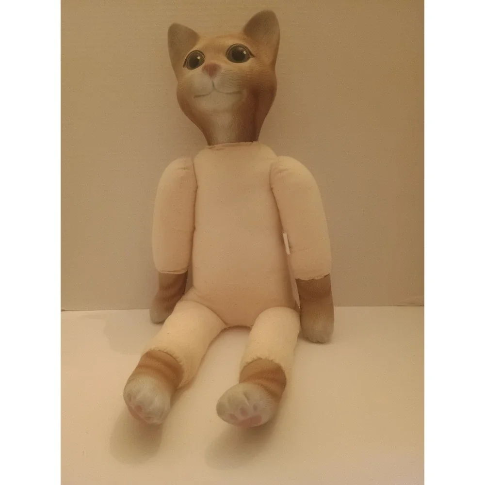 Vintage Cat Doll with Resin Head Hands & Feet 21 Tall & Pattern to Make Clothes